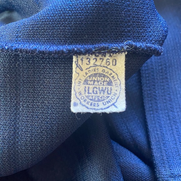 VTG 60’s Butte Knit Poly Midi Blue Mod Dress. M/L. Short sleeve. USA Union made. - Picture 12 of 13